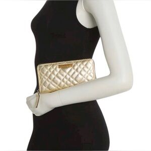 Kurt Geiger London Gold Metallic Quilted Zip-Around Wallet